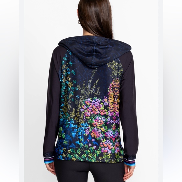 Johnny Was featherweight hooded long sleeve sweater floral - Picture 2 of 11